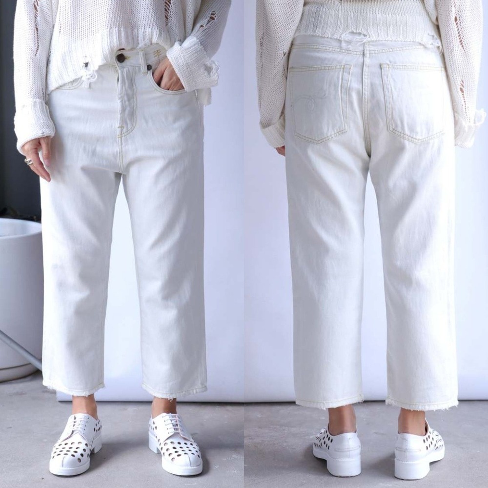 R13 Jeans Tailored Drop Kinney Linen Indigo‎ Denim Jeans in Off White Size 26-
